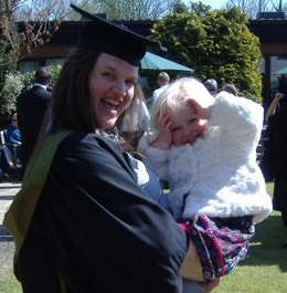Katya at her graduation with daughter Freya